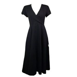 Marycrafts Dress Womens Size 2 Solid All Black Short Sleeve A Line w Pockets NWT